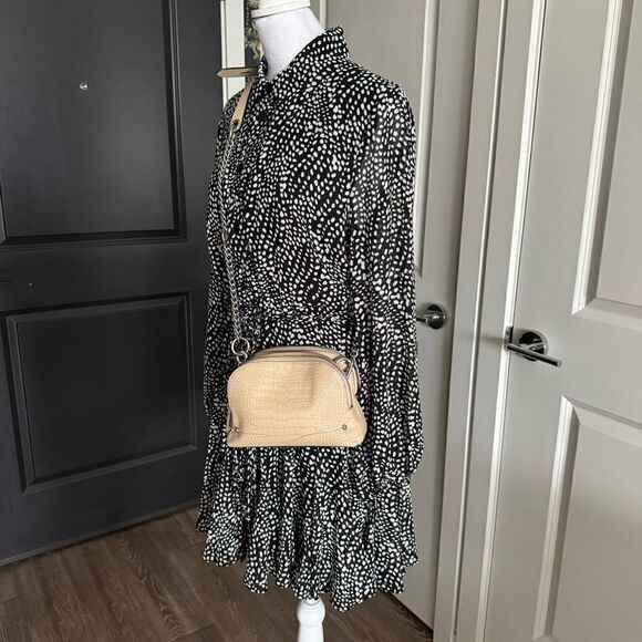 Rebecca Minkoff Beige Embossed Croc Crossbody Handbag with Silver Tone Hardware - Picture 2 of 14